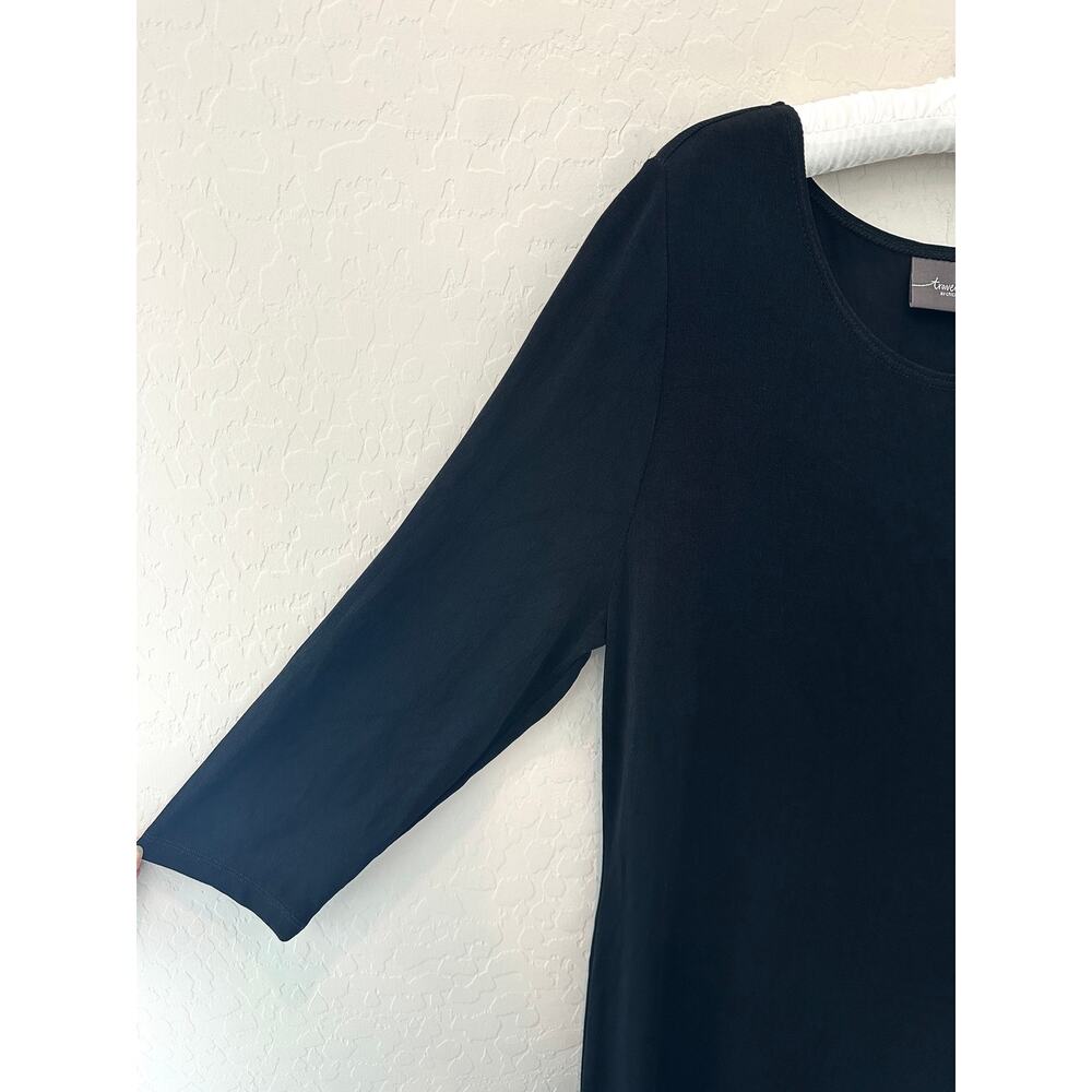 CHICO’S Travelers Black Knit Midi Dress Stretch Travel Capsule Career Size 2 L - Picture 4 of 8